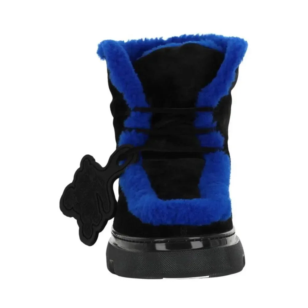 $1550 Burberry Mens Creeper Shearling Black Blue Winter Boots Size 42 /US 9 - Picture 6 of 16